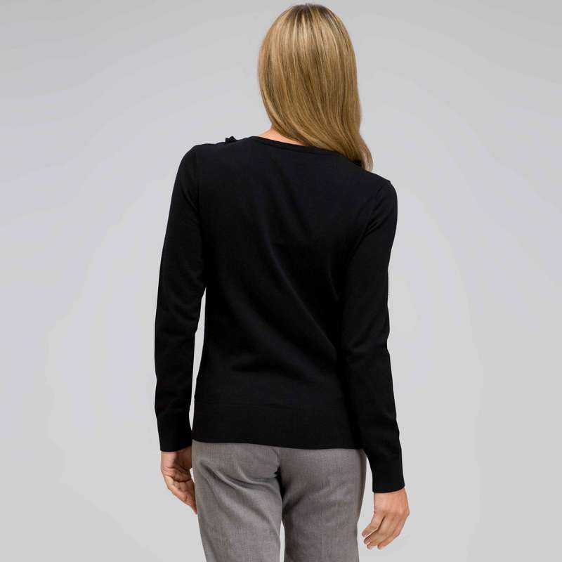 Ruffle Front V-Neck Cardigan, Black, large image number 1